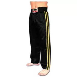 PANTALÓN FULL CONTACT Y KICK BOXING ALGODÓN NEGRO/AMARILLO