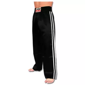 PANTALÓN FULL CONTACT Y KICK BOXING ALGODÓN NEGRO/BLANCO