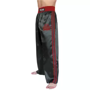 PANTALÓN FULL CONTACT Y KICK BOXING RASO NEGRO/ROJ0