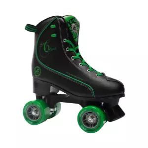 PATÍN RETRO PPH NEGRO-VERDE  ruedas en paralelo