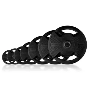 #Plato Olímpico Pro con Agarres Black Rubber Negro