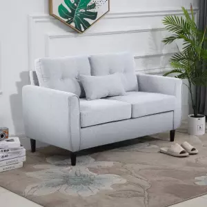 Sofá 2 Plazas Sillón Biplaza para Salón con Cojines y Asiento Acolchado Funda de Almohada Lavable 140x78x83 cm Gris Claro