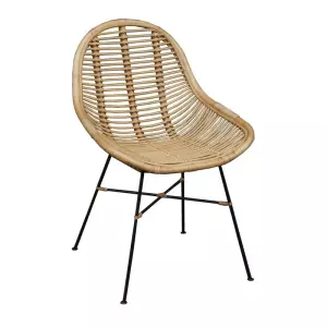 Silla de ratán natural y patas de hierro Chillvert Parma