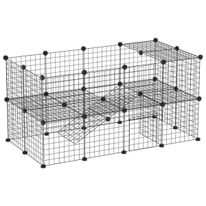 Valla Metálica Parque para Mascotas con 36 Paneles Animales Pequeños Desmontable Diseño DIY Negro 146x73x73cm