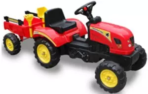 TRACTOR A PEDALES CON REMOLQUE COLOR ROJO