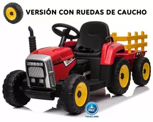 TRACTOR ELÉCTRICO PEKETRAC 5100 12V ROJO/AZUL/VERDE/ROSA con remolque