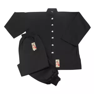 Uniforme Kung Fu. Negro-Ribete Blanco