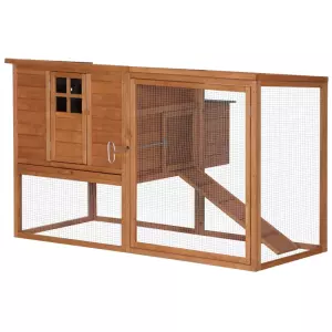 Gallinero Exterior Madera Jaula para Gallinas con Bandeja Corredor Caja Nido Techo Abatible Animales Pequeños Pollo 168x110,5x101,5cm