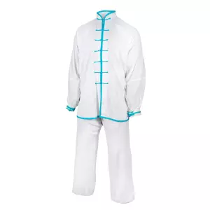 Uniforme Tai Chi Qïng. Blanco-Azul. XL