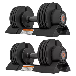 Kit de Pesas Ajustables con Porta Manubrios y Agarre Antideslizante, de Acero y ABS, 33x16x16 cm, Negro