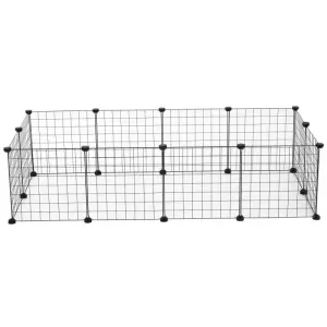 Valla Metálica para Mascotas con 12 Paneles Parque para Animales Pequeños Desmontable Diseño DIY Negro 106x73x36cm