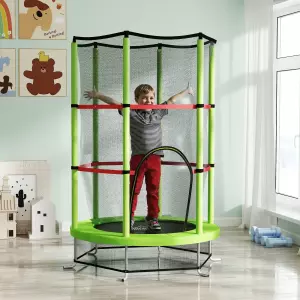 Cama Elástica Infantil Trampolín para Niños de 3-6 Años con Red de Seguridad Carga 45 kg Ø140x190 cm VERDE