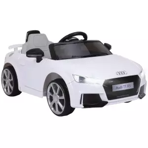 Audi TT Eléctrico Infantil Coche Juguete Niño 3 Años+ con Mando a Distancia con Música y Luces Batería 6V Doble Puerta Carga 30kg Color Blanco