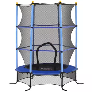 Trampolín para Niños de +3 Años Ø163 cm con Red de Seguridad y Marco de Acero Carga 50 kg para Interior y Exterior Azul/ROJO/NEGRO CAMA ELASTICA