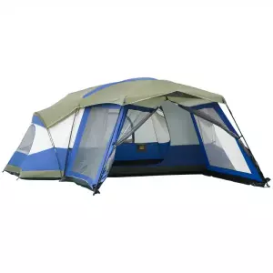 Tienda de Campaña 6-8 Personas Tienda Familiar con Vestíbulo 2 Ventanas Tienda Tipo Cúpula Poliéster 3000mm 518x487x237 cm