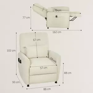 Sillón Relax Reclinable Eléctrico con Calor Lumbar Masaje Vibración Motor Silencioso Función de Memoria Crema