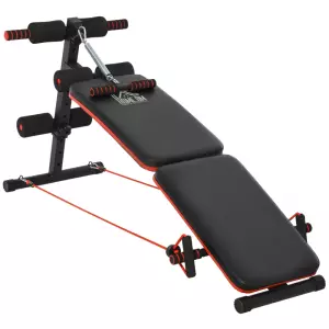 Banco de Sentadillas Banco Abdominales Plegable Ajustable en Altura con Soporte Poplíteo Regulable Ideal Hogar y Gimnasio 51x137x50-66 cm Negro