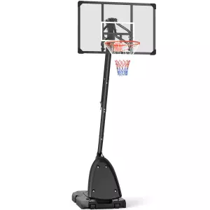 Canasta de Baloncesto Ajustable 236-293 cm con Ruedas Tablero de PC Base Rellenable para Exterior Negro