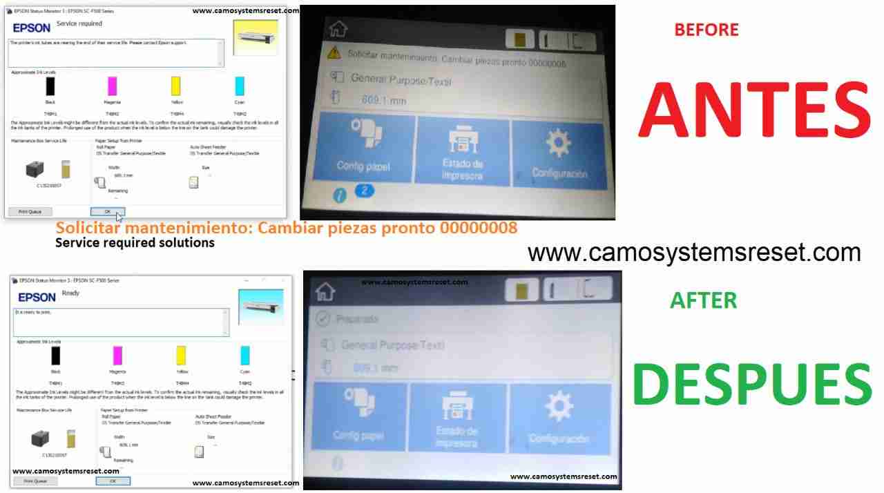 Reset de errores 0014BD 00000004 00000008  epson F57