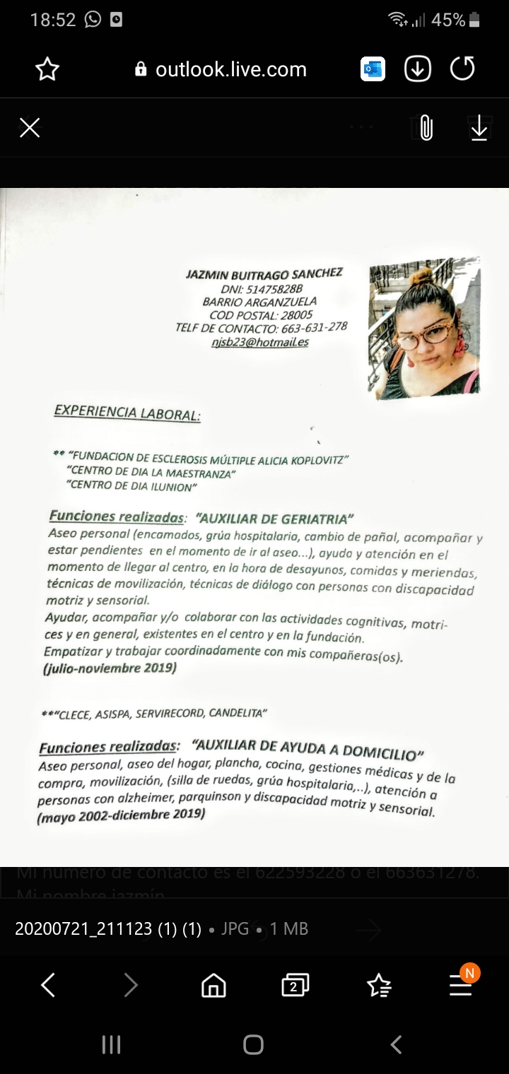 Se ofrece gerontóloga para el cuidado de mayores o persona n