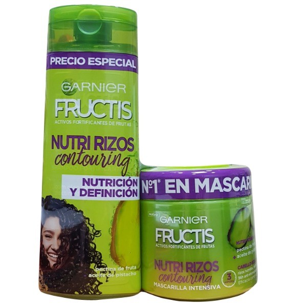 Fructis Nutri Rizos Contouring Pack Mascarilla 300ml + Champú 250ml - Rizos Definidos