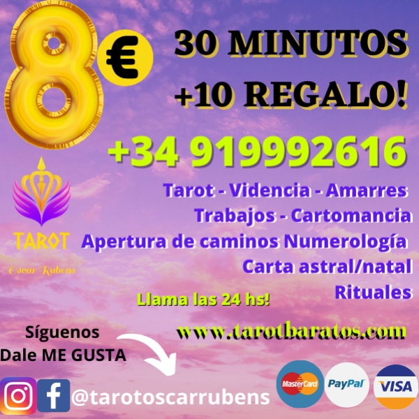 Tarotistas confiiables 30 minutos+10 minutos de regalo
