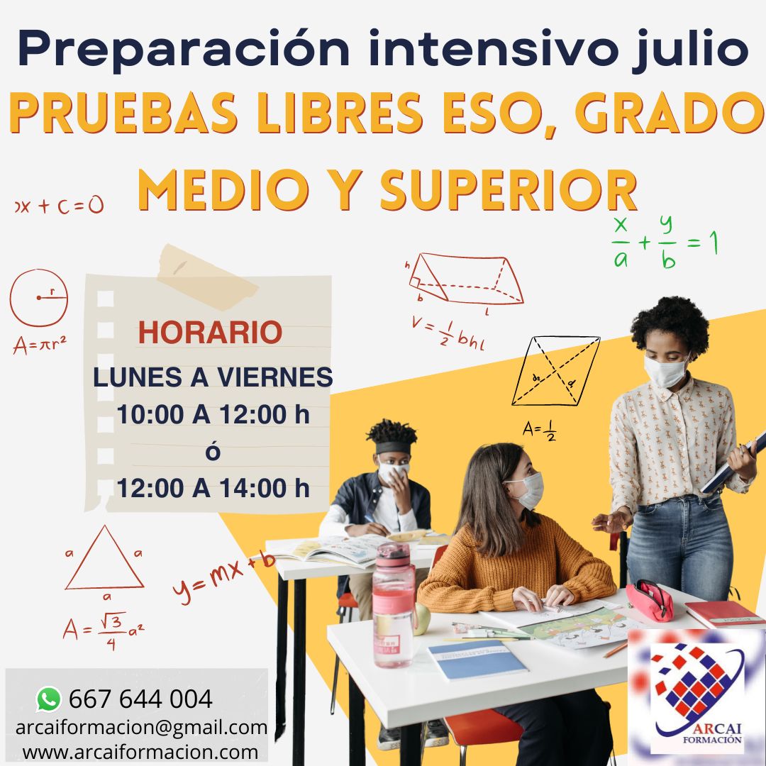 Preparacion intensivo Pruebas libres ESO, G.Medio y Superior