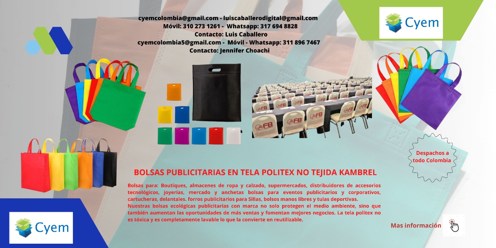BOLSAS PUBLICITARIAS EN TELA POLITEX NO TEJIDA KAMBREL