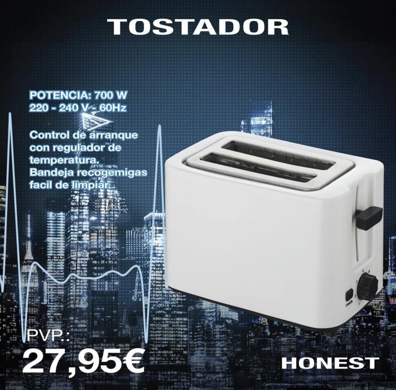 Tostador eléctrico 700W | CE | Caja Original