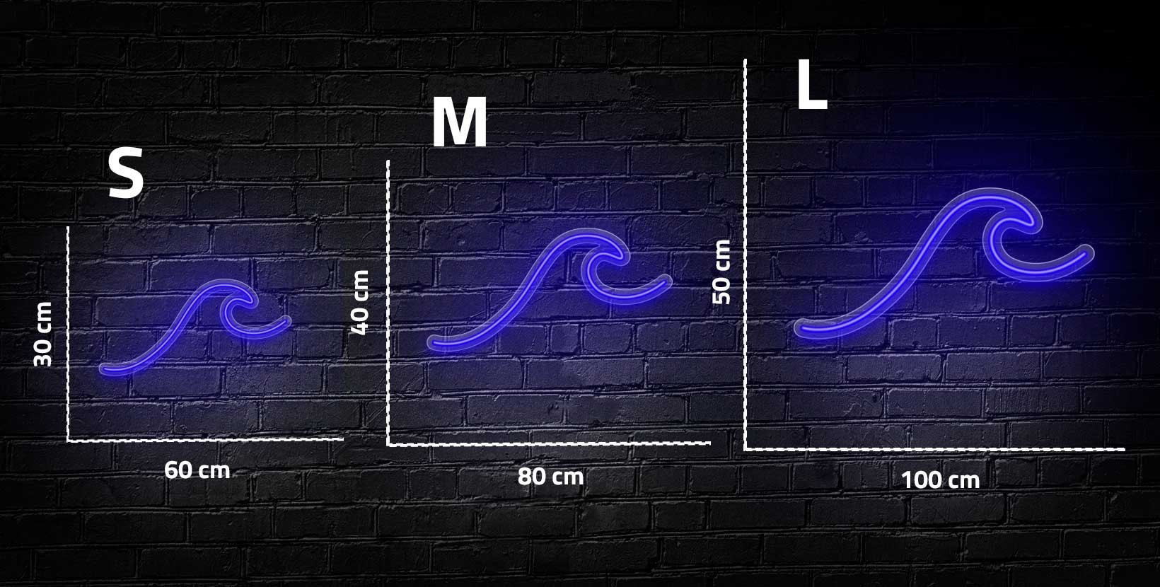 Neón con forma de ola