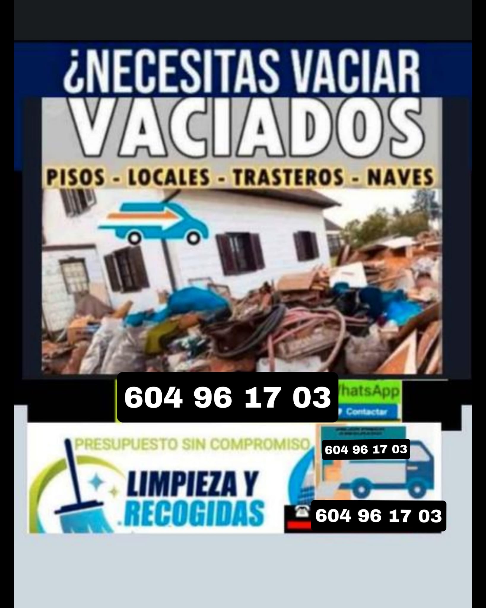 LINPIEZAS VACIADOS INMUEBLES RETIRADA TRASTOS MUEBLES ENSERES CHATARRAS