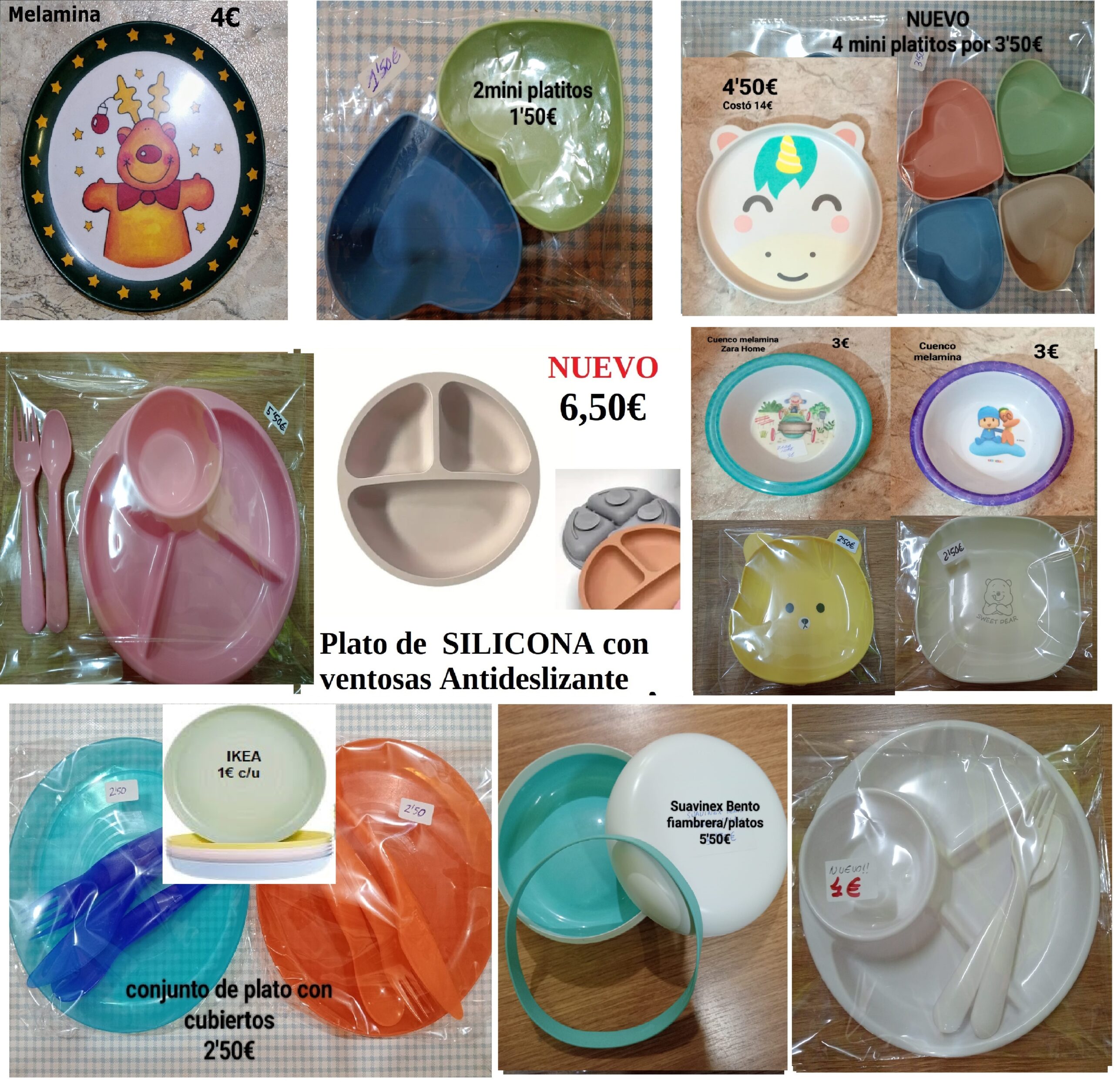 VAJILLA NUEVO Y USADO, SILICONA ,ANTIDESLIZ ETC... DESDE 1€