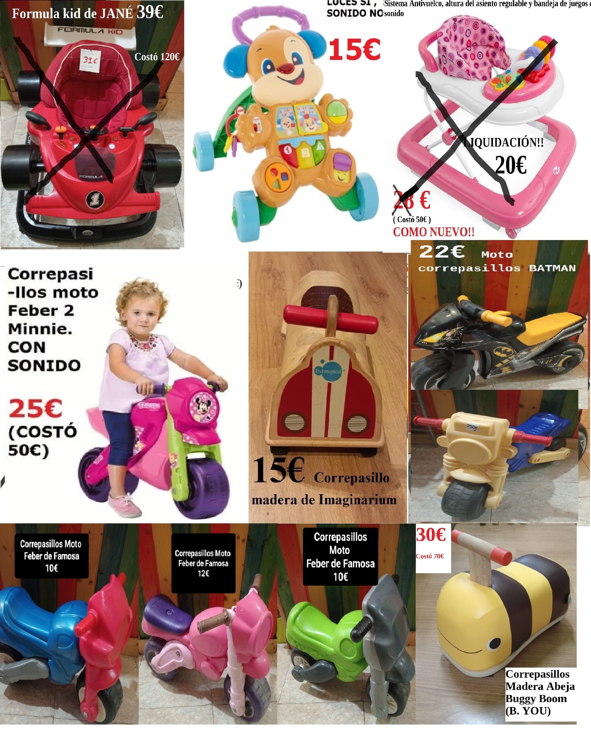 CORREPASILLO, ANDADOR, MOTO, TACA TACA, CARRUCHAS ETC..DESDE 15€
