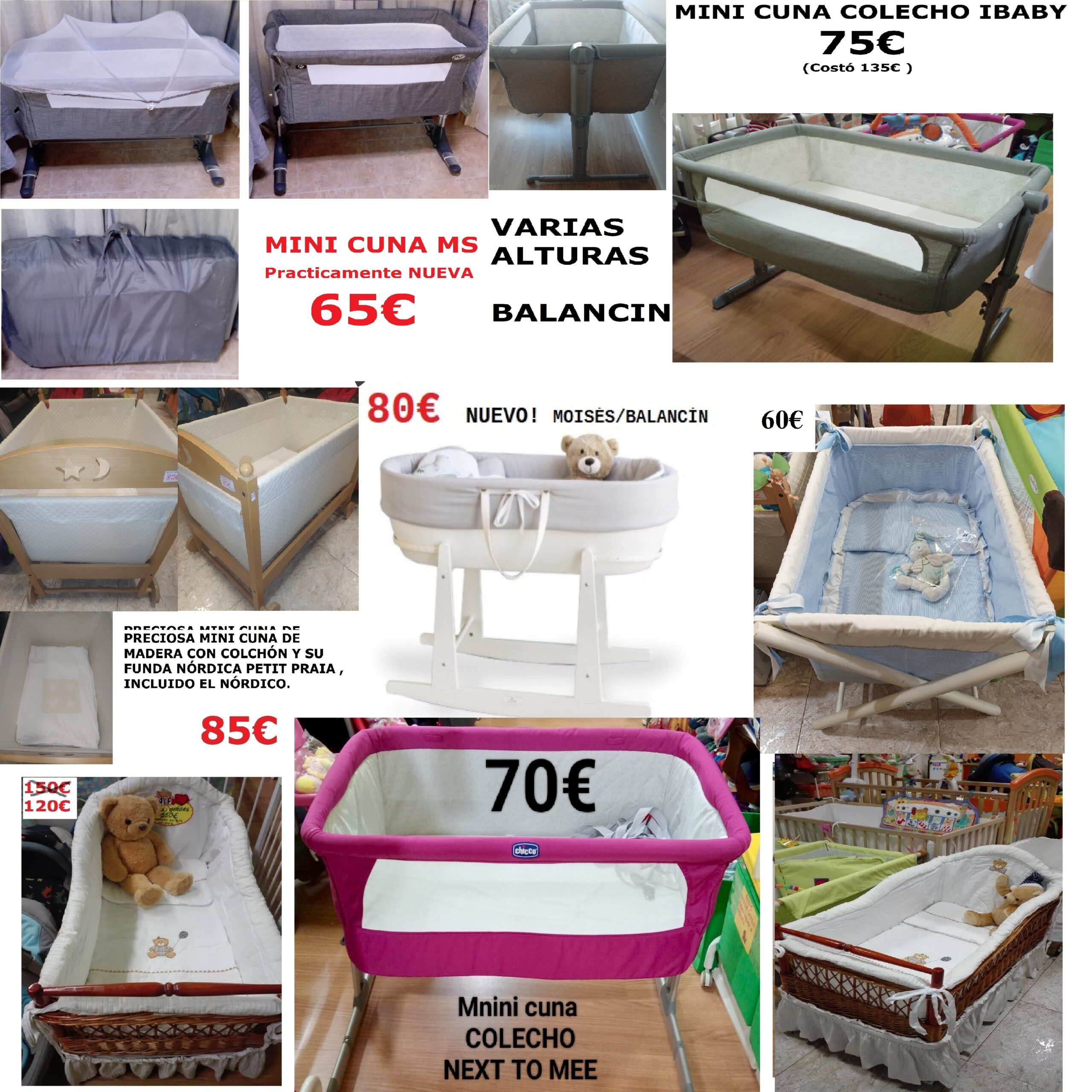 MINI CUNAS, MOISÉS, COLECHO , MADERA ETC DESDE 60€ EN PUMUCKI REUS ( TGNA)