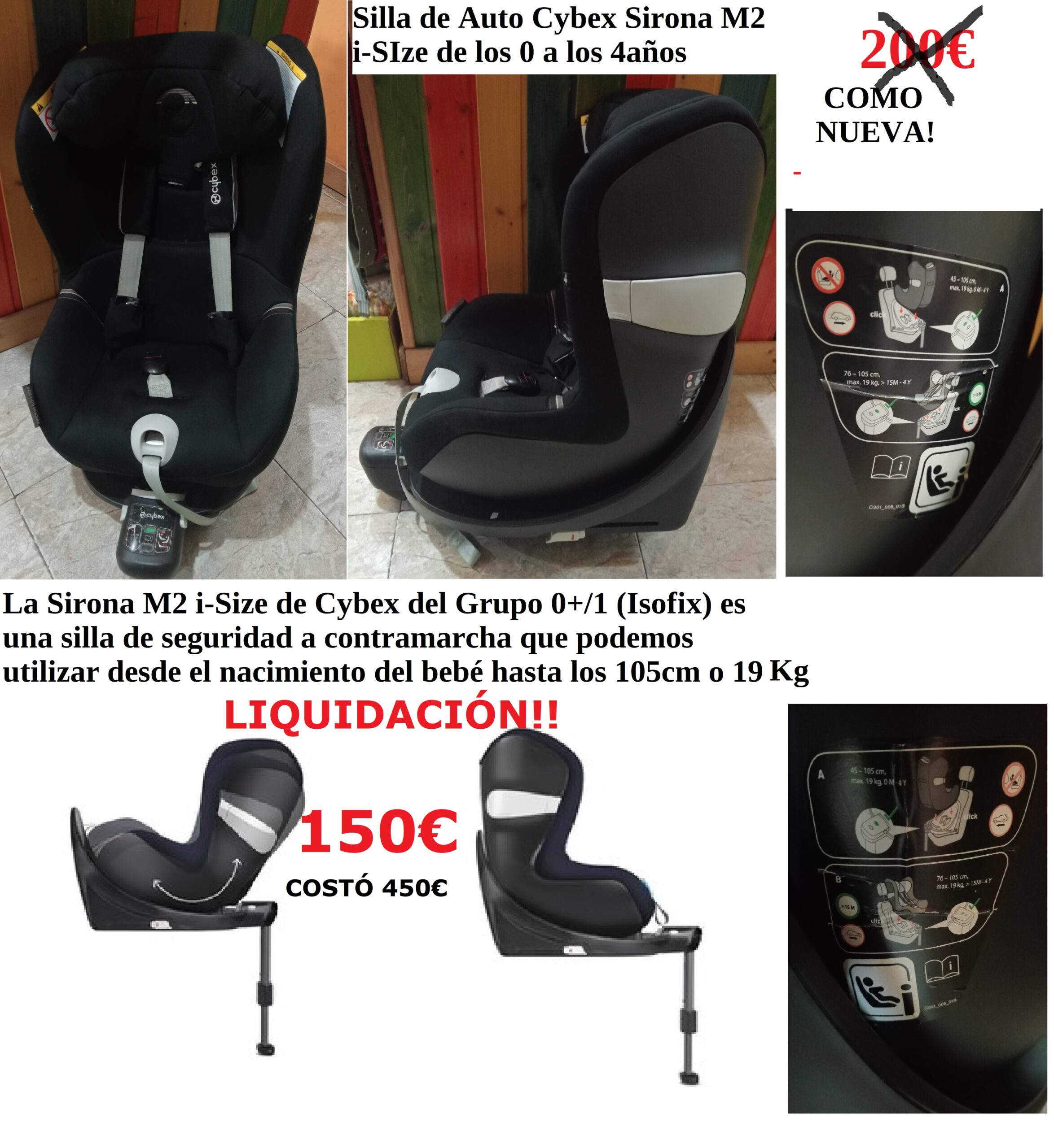 Silla coche CYBEX SIRONA M2 LIQUIDACIÓN!! 150€ ( costó 450€ ) en PUMUCKI REUS