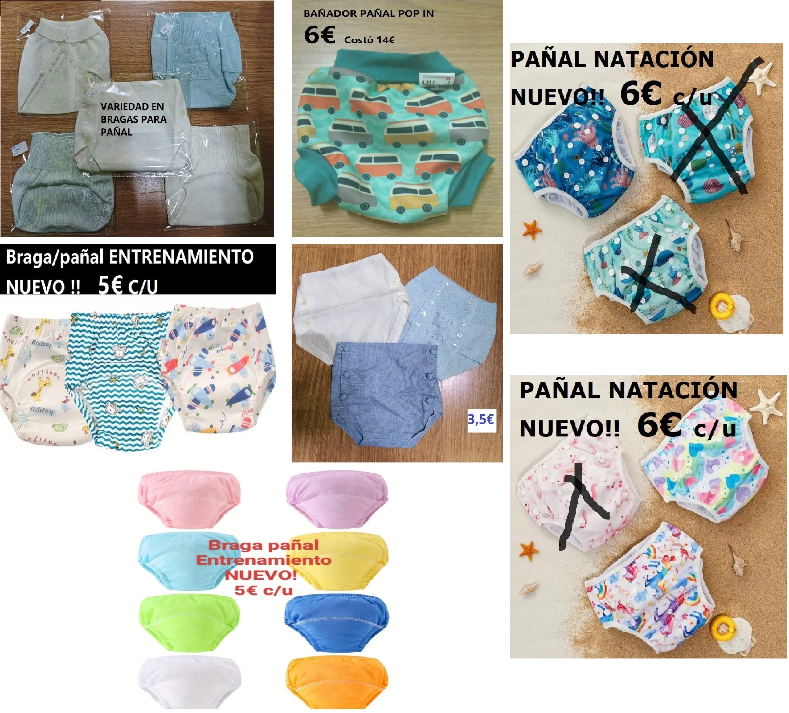 Bañador pañal, braga pañal entrenamiento etc.. desde 5€