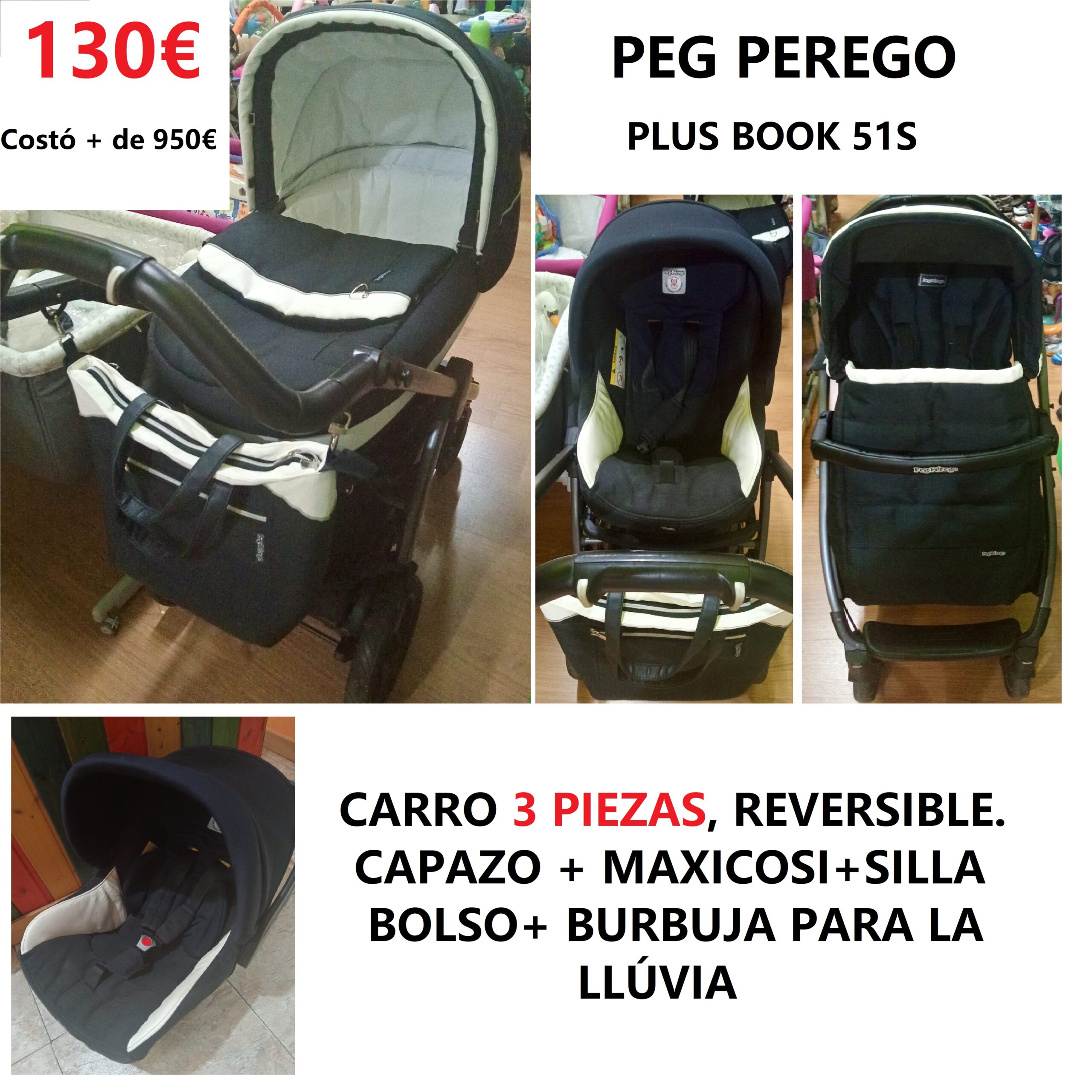 CARRO PEG PEREGO 3 PIEZAS 130€