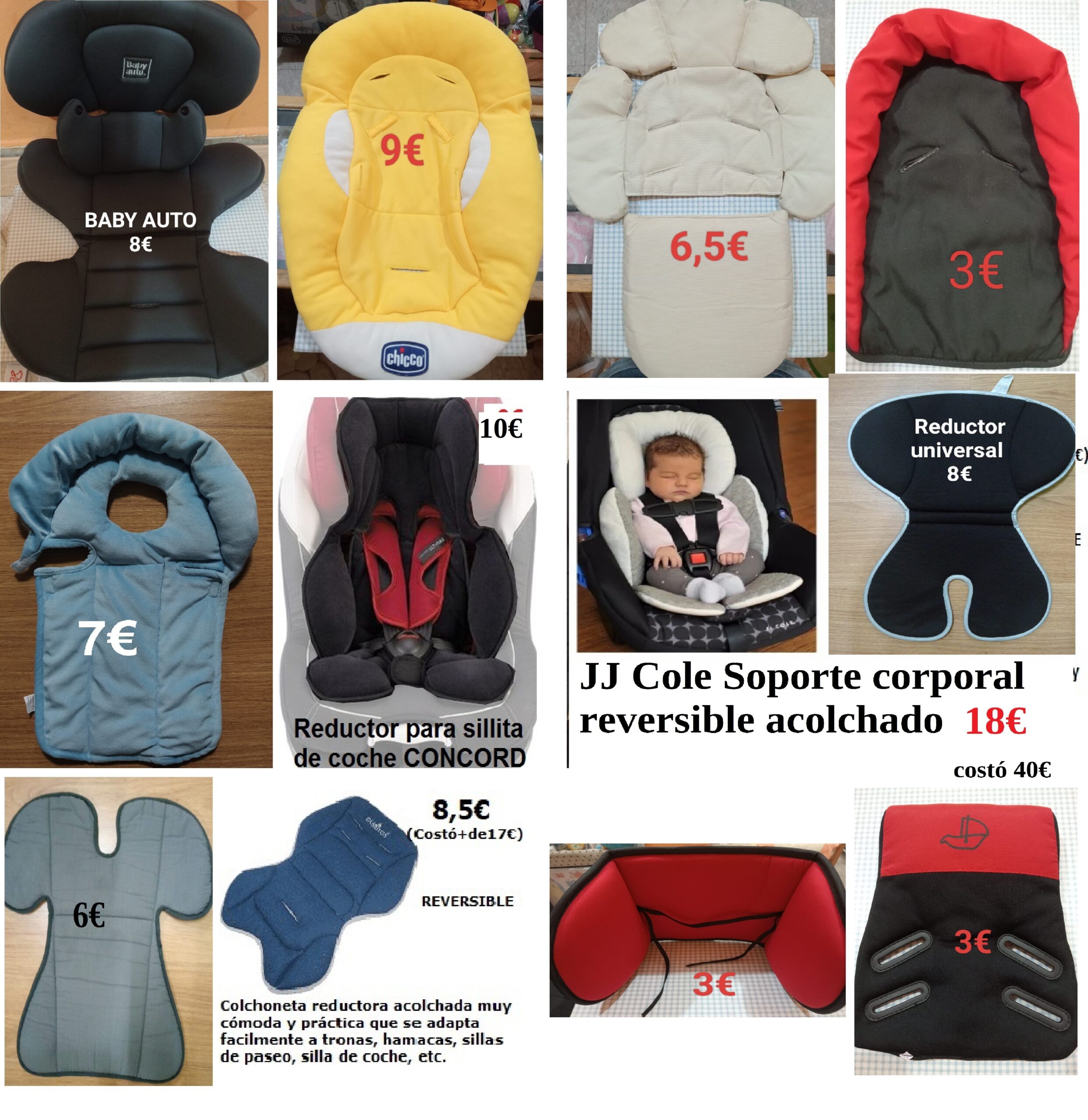 REDUCTORES PARA SILLA COCHE ETC .. COJIN SOPORTE CABEZA DESDE 3€