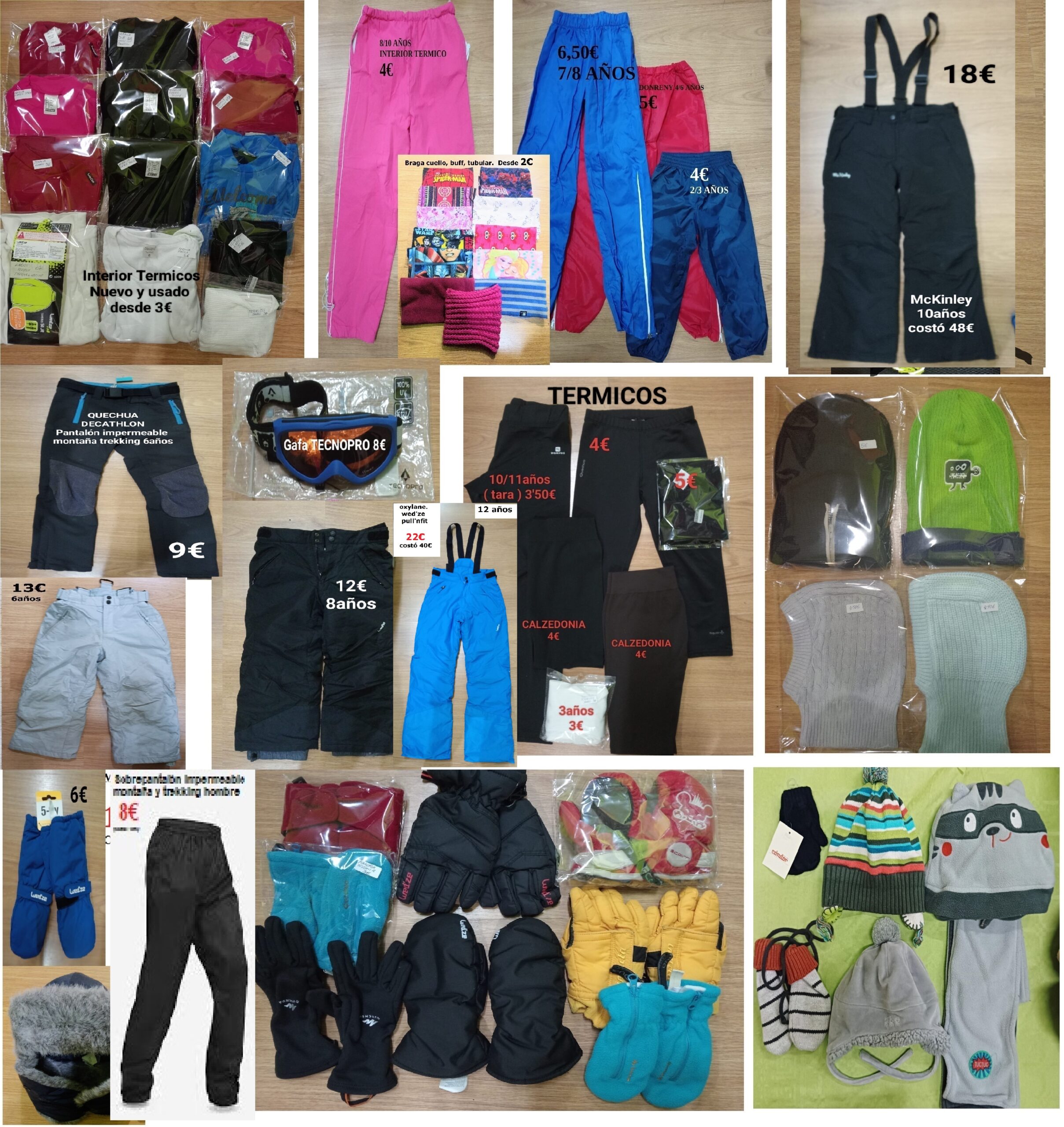 EQUIPAMIENTO ROPA ESQUI NIEVE PANTALON GAFAS GORRO ETC..DESDE 2€ EN pumucki REUS