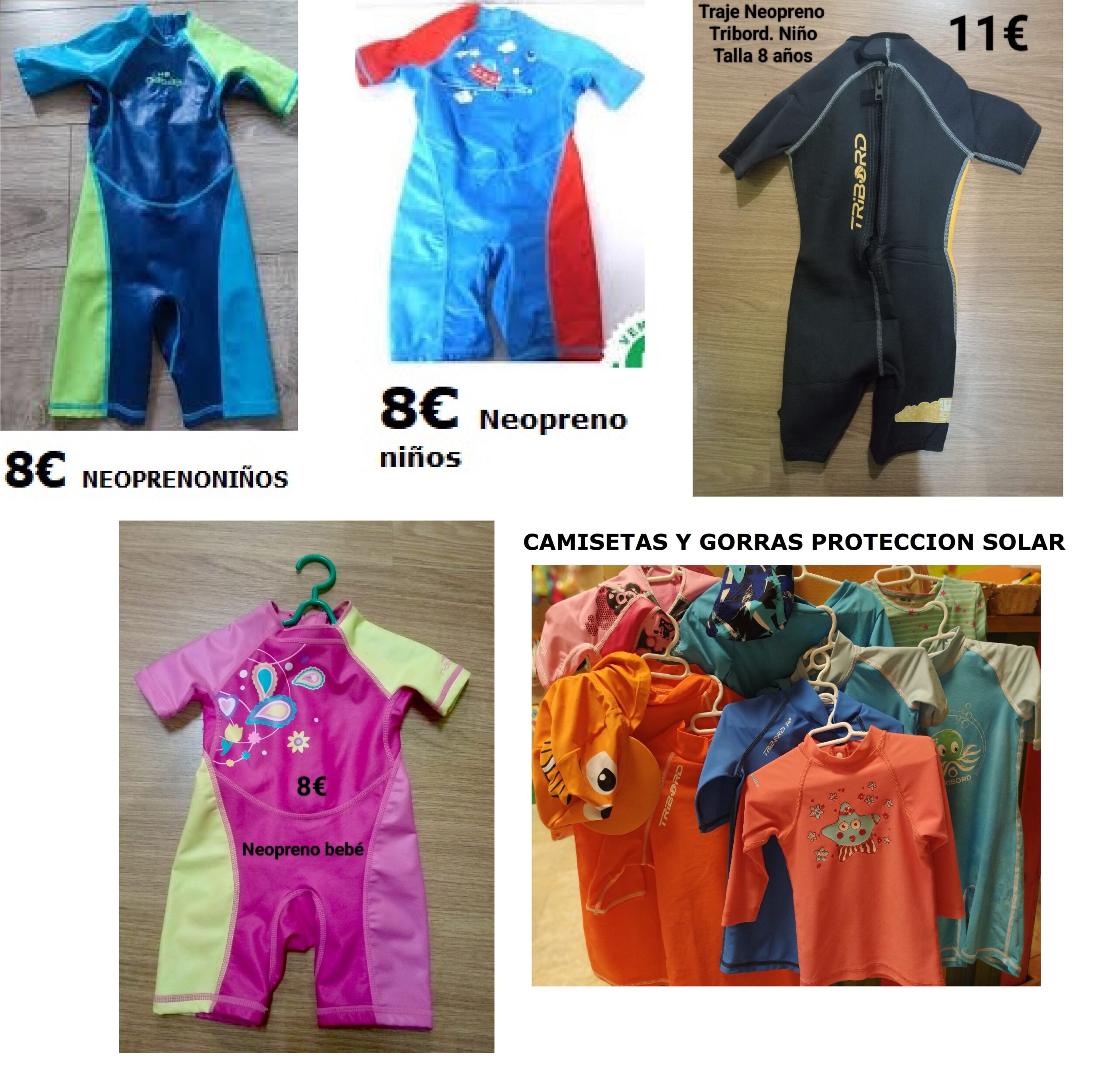 TRAJES NEOPRENO , CAMISETAS Y GORRAS PROTECCIÓN SOLAR DSDE 3€