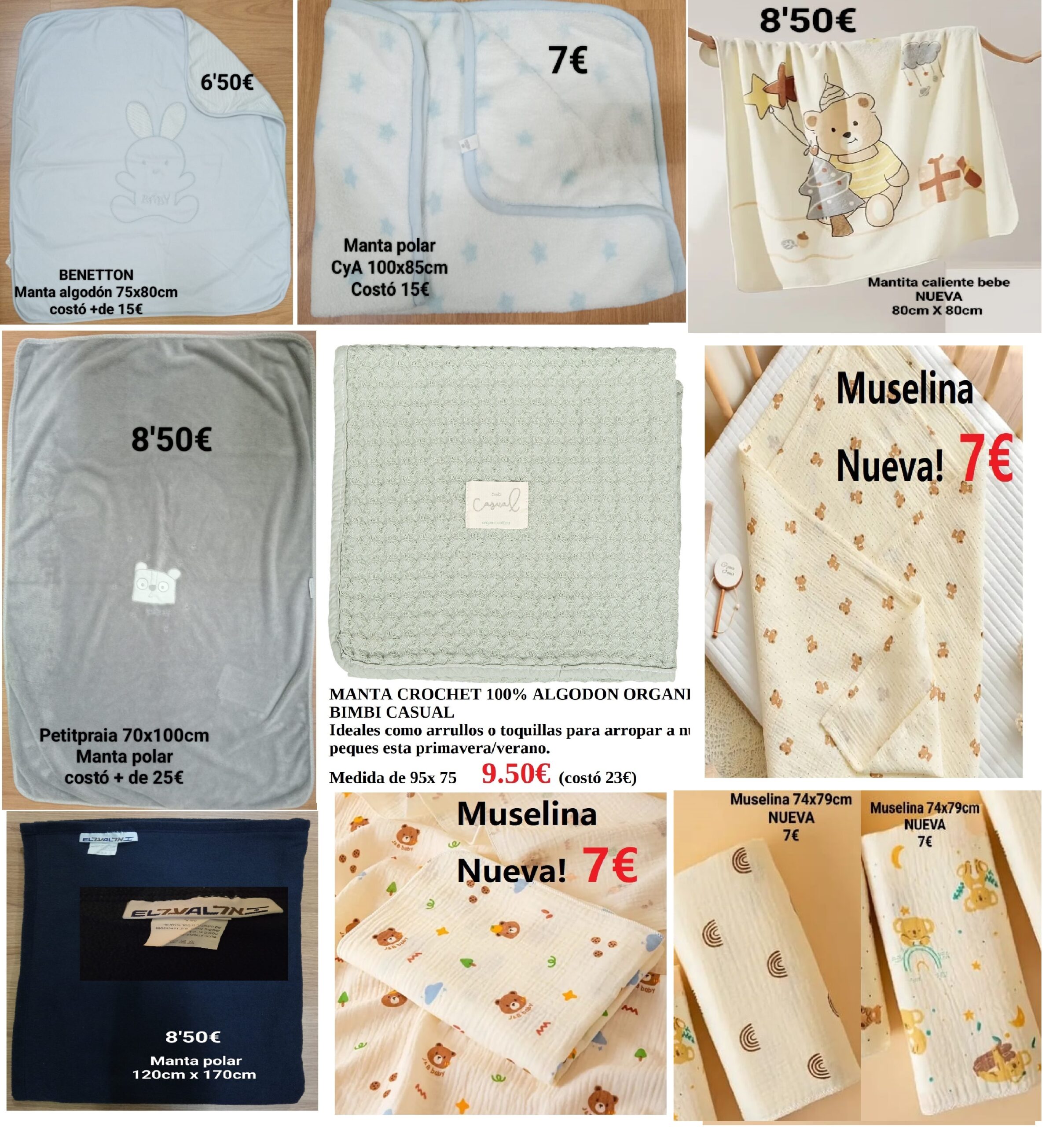 MANTA TOQUILLA MUSELINA ETC..BEBE DESDE 6.50€ (4) PUMUCKI REUS