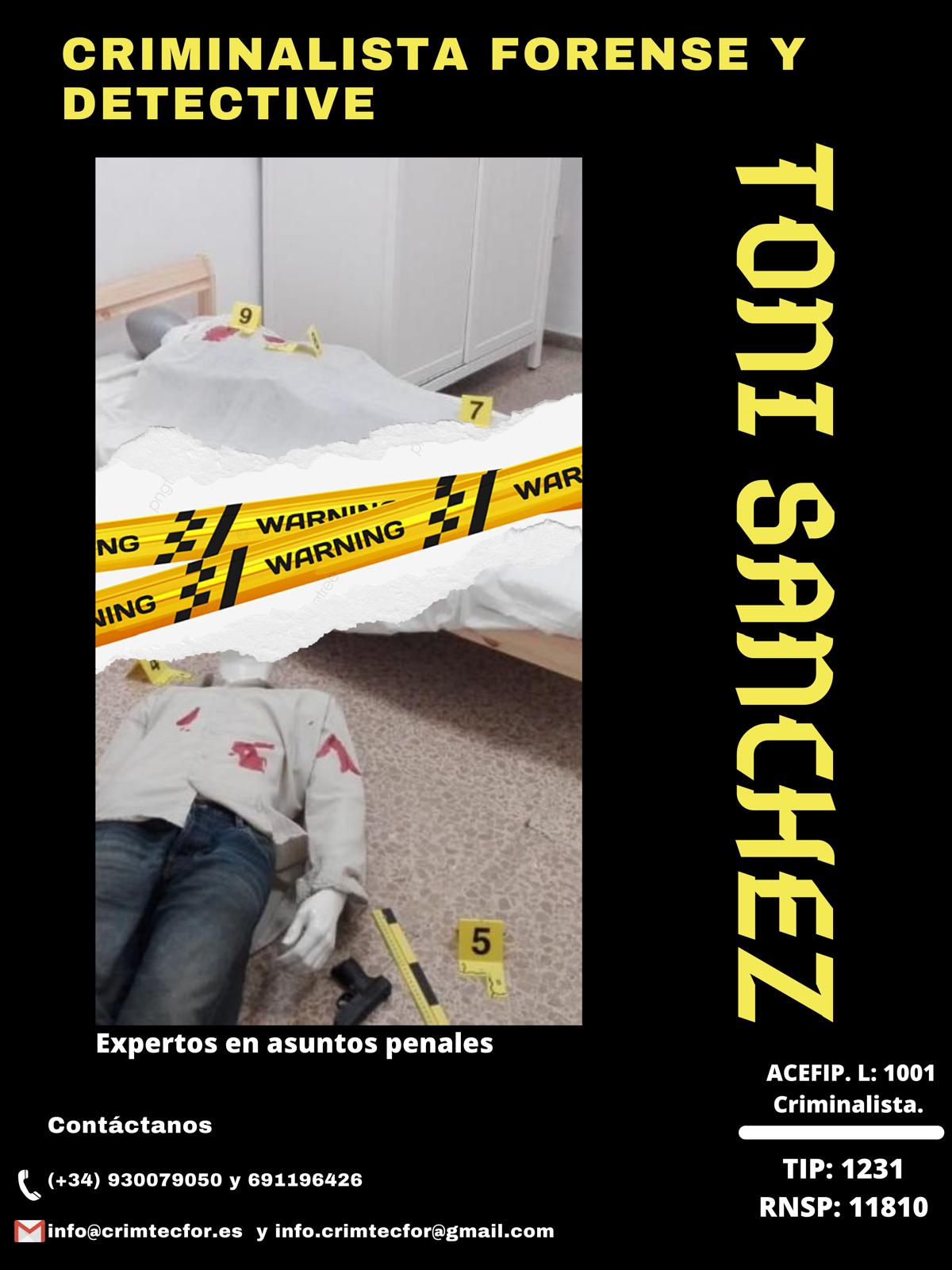 Criminalista Forense. Detective.
