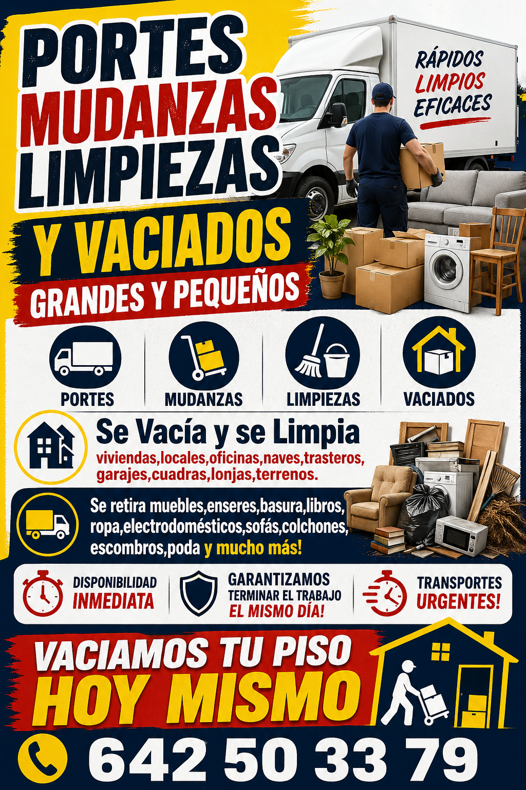 Portes mudanzas limpiezas y vaciados
