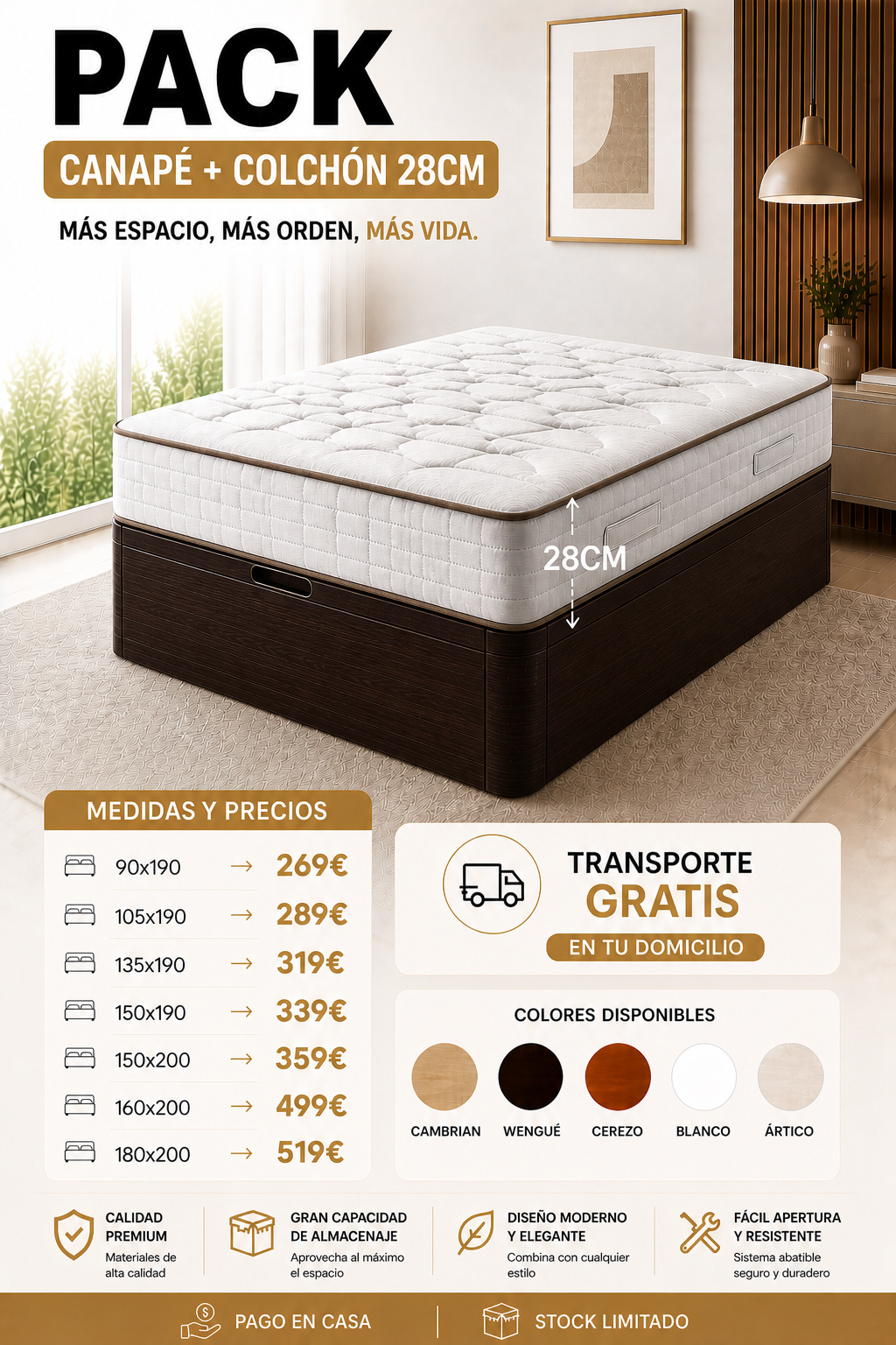 CANAPE+ COLCHON 28CM GROSOR