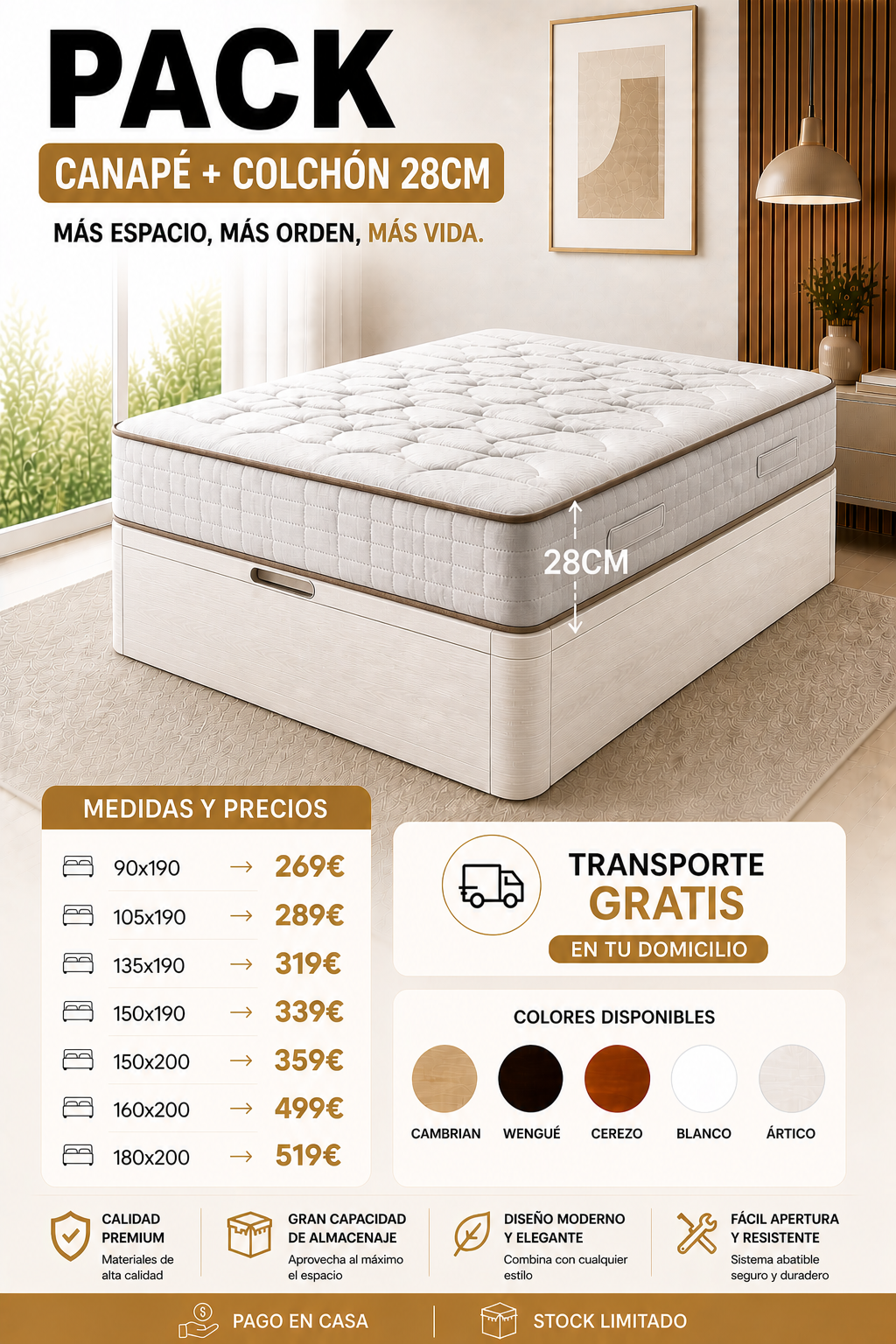 CANAPE+ COLCHON 28CM GROSOR