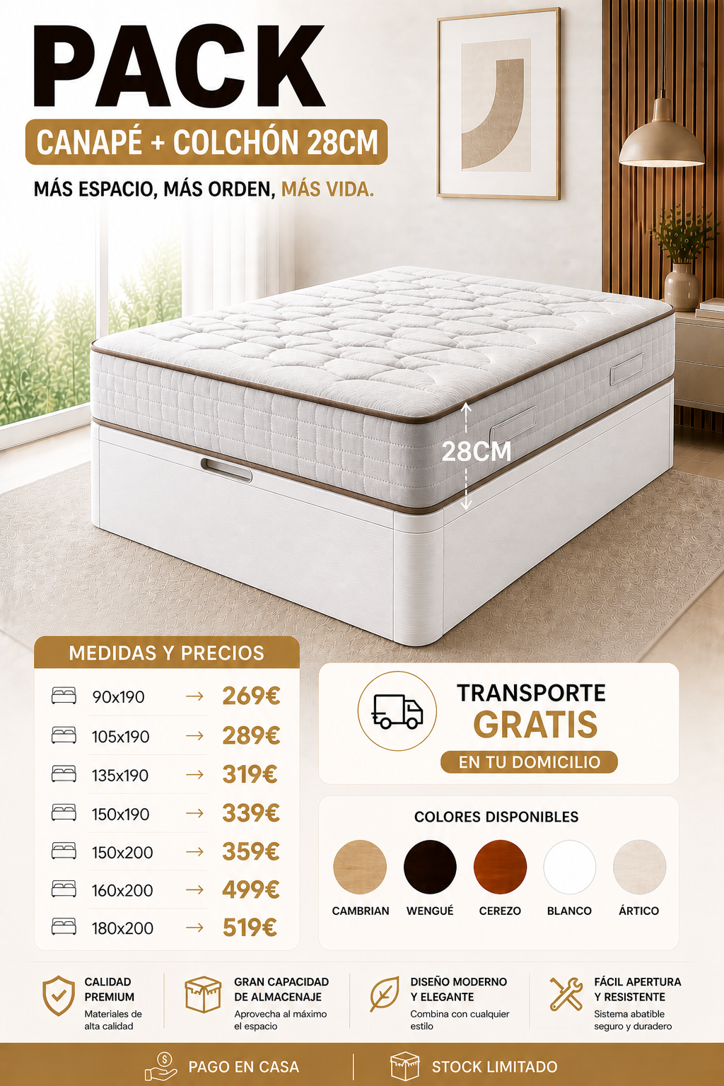 CANAPE+ COLCHON 28CM GROSOR
