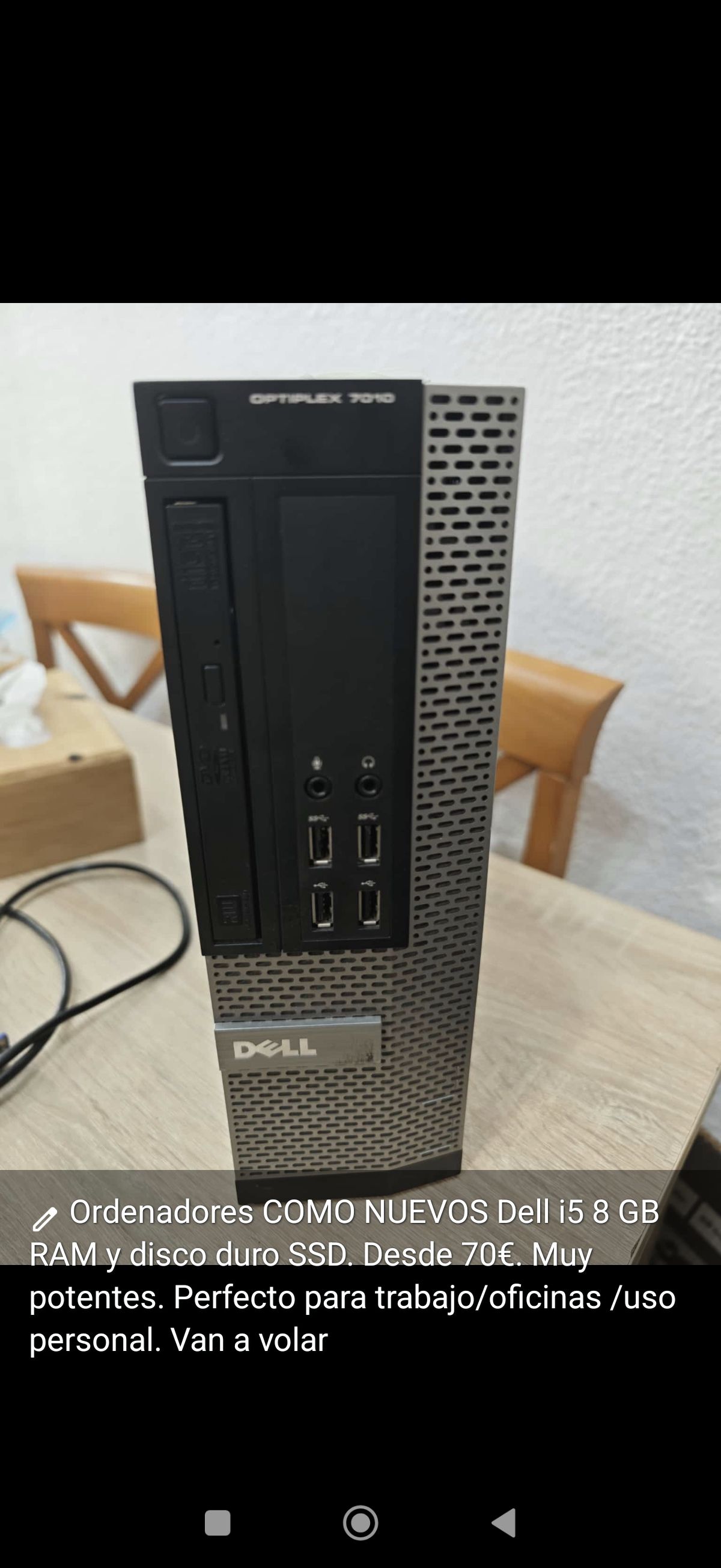 Ordenador Sobremesa Dell i5 8GB RAM Disco duro SSD