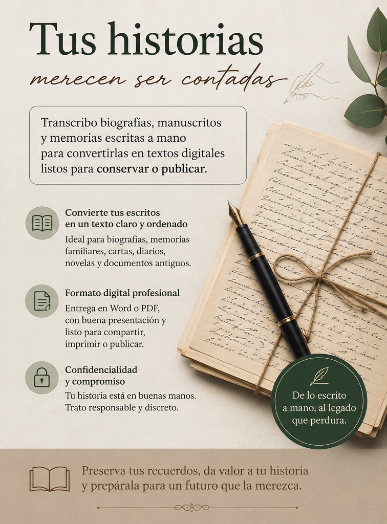TRANSCRIBO TUS TRANSCRIPCIONES, MANUSCRITOS PARA LIBRO