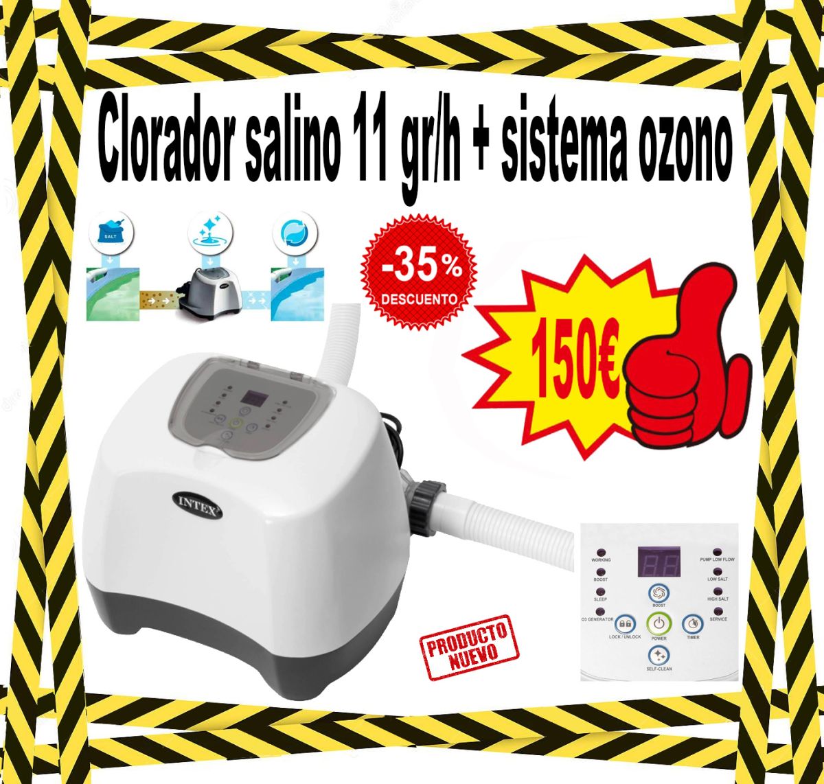 Clorador Salino INTEX 11 gr/h + Ozono