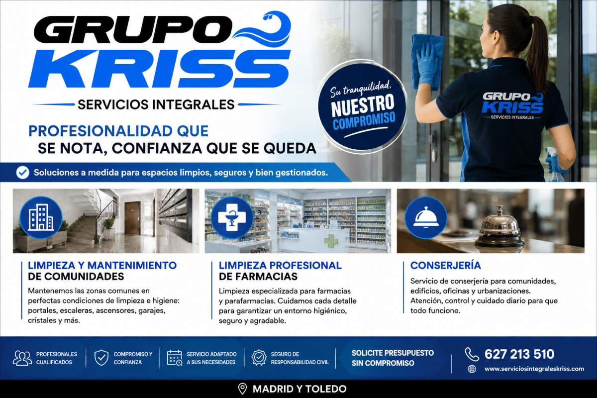 Limpieza de comunidades, farmacias y conserjería Grupo Kriss